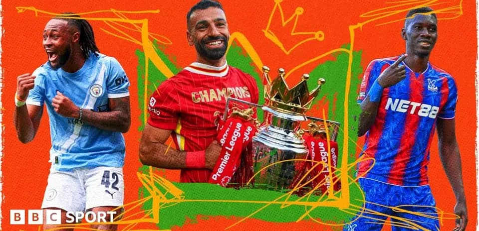 Jugadores de fútbol celebrando con trofeo de la Premier League
