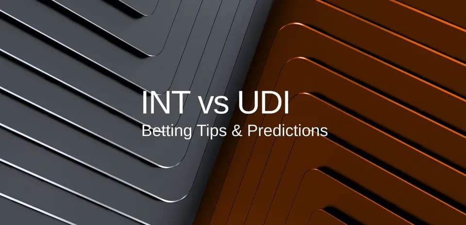 Fondo gráfico con texto de apuestas INT vs UDI