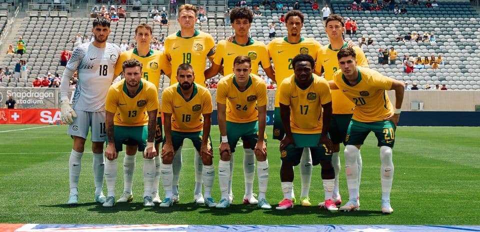 Equipo de fútbol de Australia en el estadio