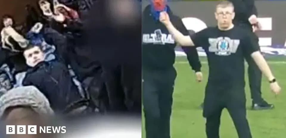 A fan celebrating during a football match incident