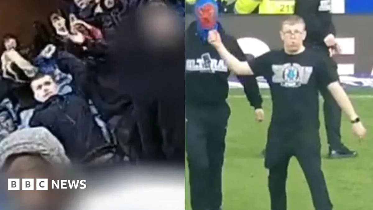 A fan celebrating during a football match incident