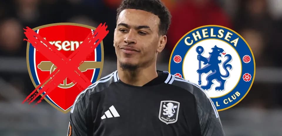 Portero de Aston Villa con logos de Arsenal y Chelsea