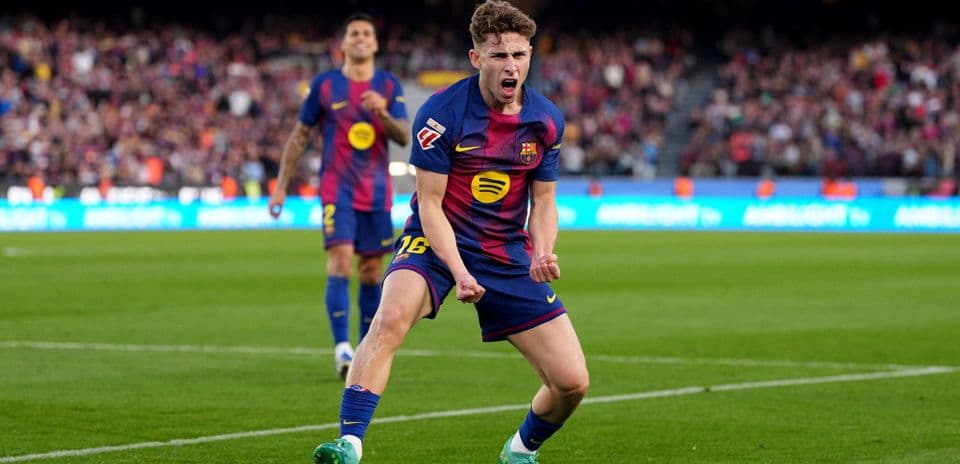 Celebración de gol de jugador del Barcelona