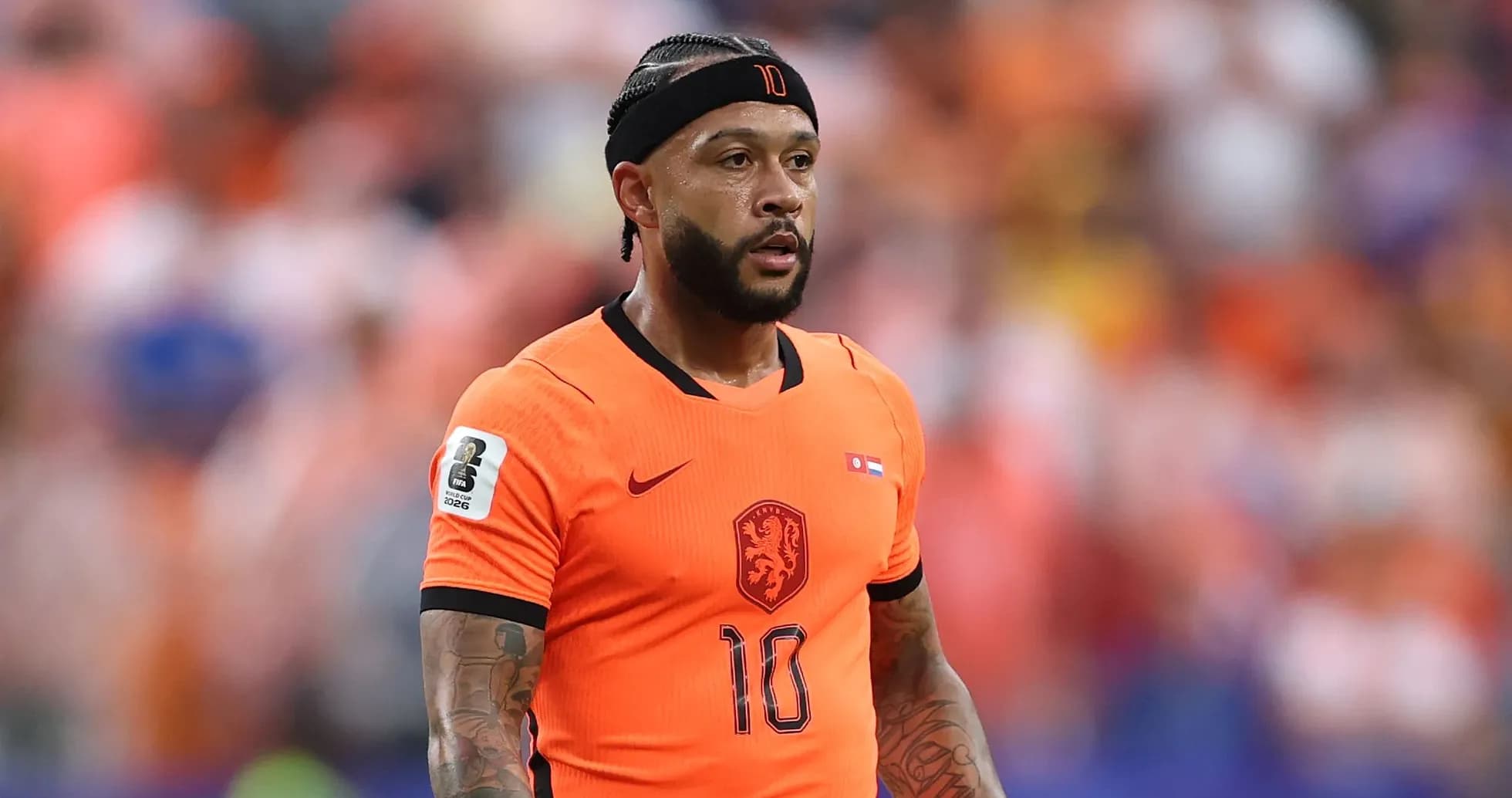 Jugador de la selección holandesa en acción durante partido