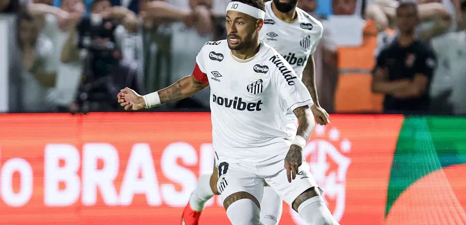 Neymar celebrando un gol con el Santos