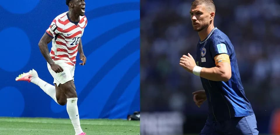 Jugadores de EE. UU. y Bosnia en el Mundial
