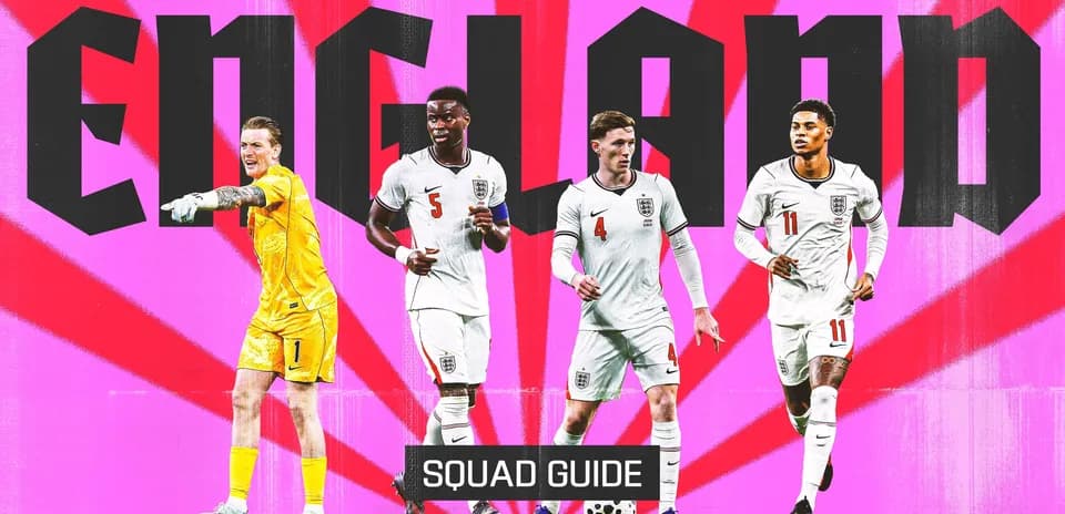 Jugadores de Inglaterra posando para guía de equipo