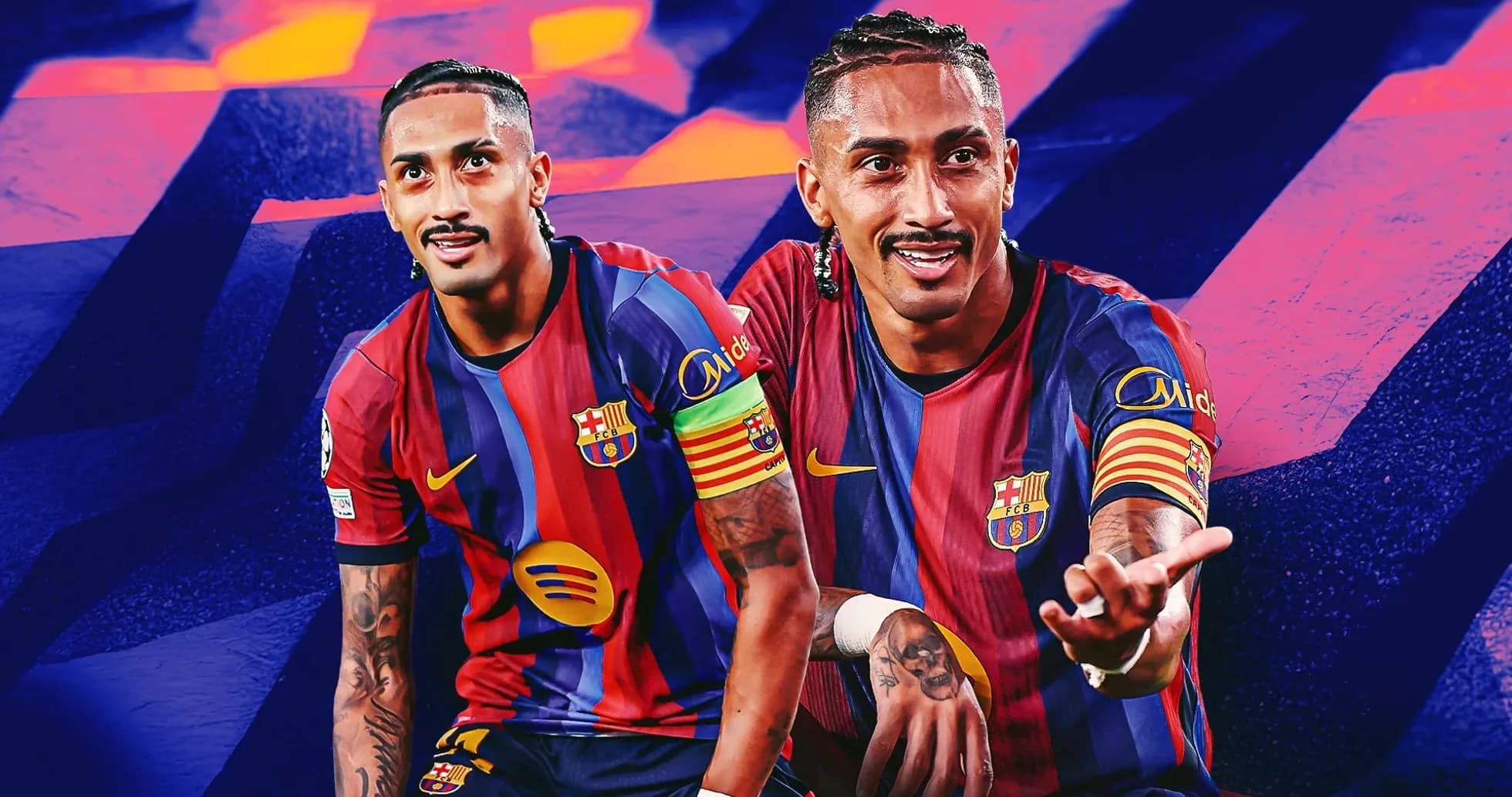 Jugador del FC Barcelona posando en uniforme