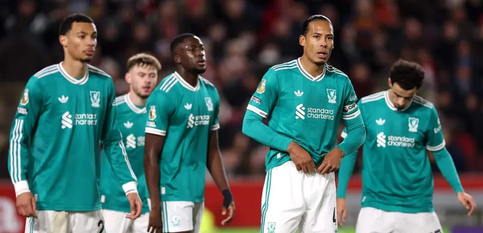 Jugadores de Liverpool en el partido