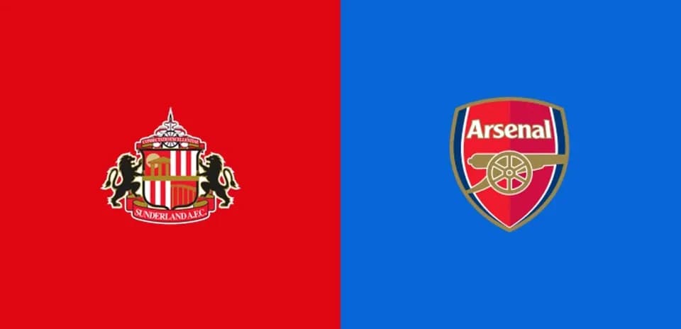 Logos de Sunderland y Arsenal en fondo colorido