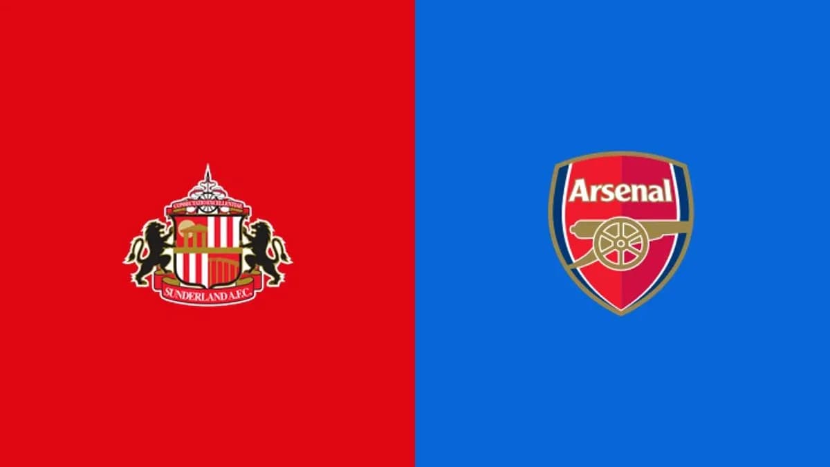 Logos de Sunderland y Arsenal en fondo colorido