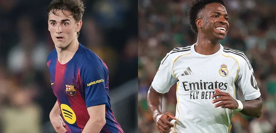 Jugadores de Barcelona y Real Madrid en acción