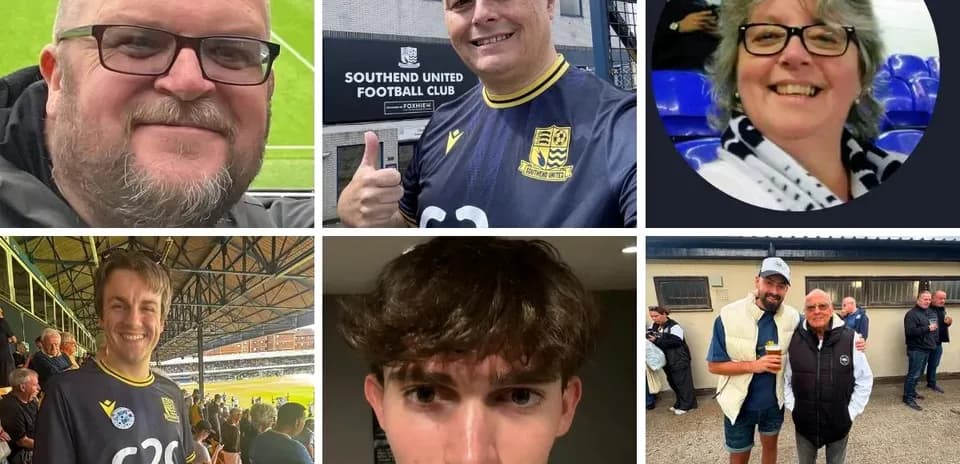 Varios aficionados de Southend United en el estadio