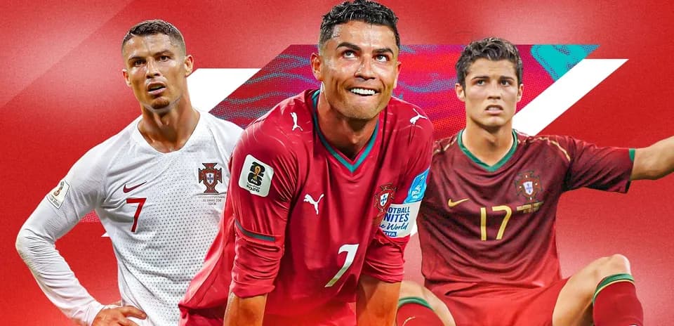 Tres jugadores de Portugal en fondo rojo