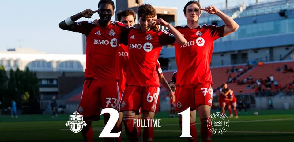 Jugadores de Toronto FC II celebrando una victoria