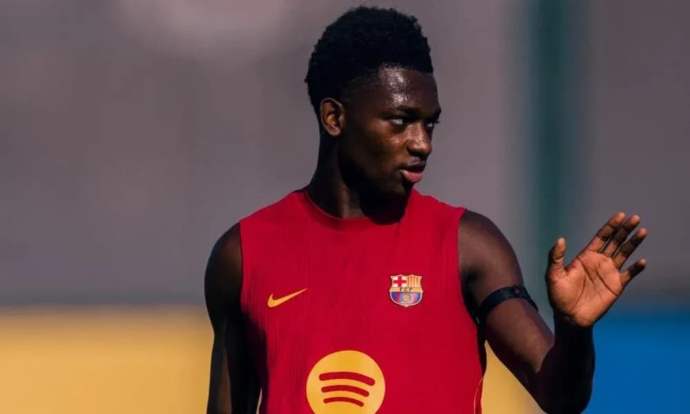 Jugador de Barcelona entrenando en campo