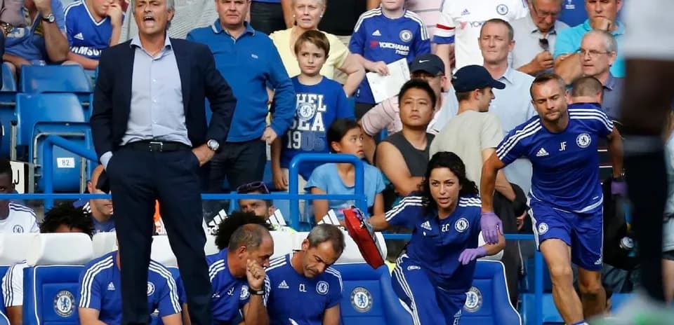 José Mourinho directing from the sidelines during match