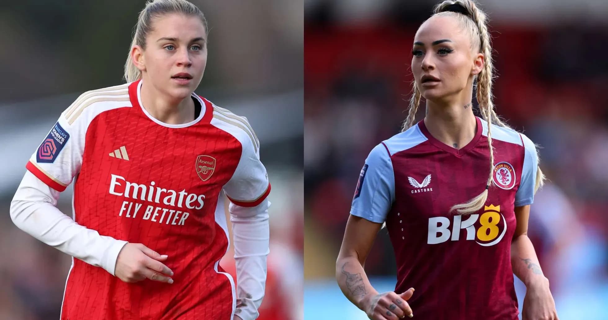 Jugadoras de Arsenal y Aston Villa durante el partido