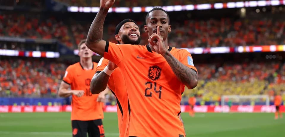 Jugadores de Países Bajos celebrando un gol