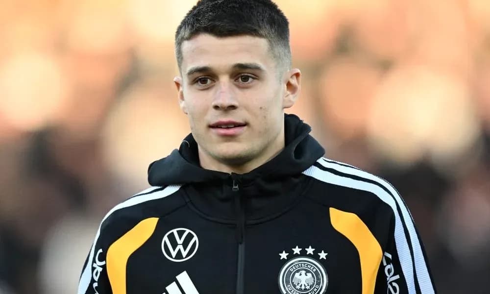 Jugador de Alemania en el calentamiento previo al partido