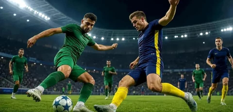 Jugadores de Lech Poznan y Aarhus en acción