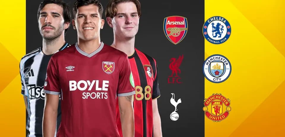 Jugadores de diferentes equipos de fútbol en camiseta