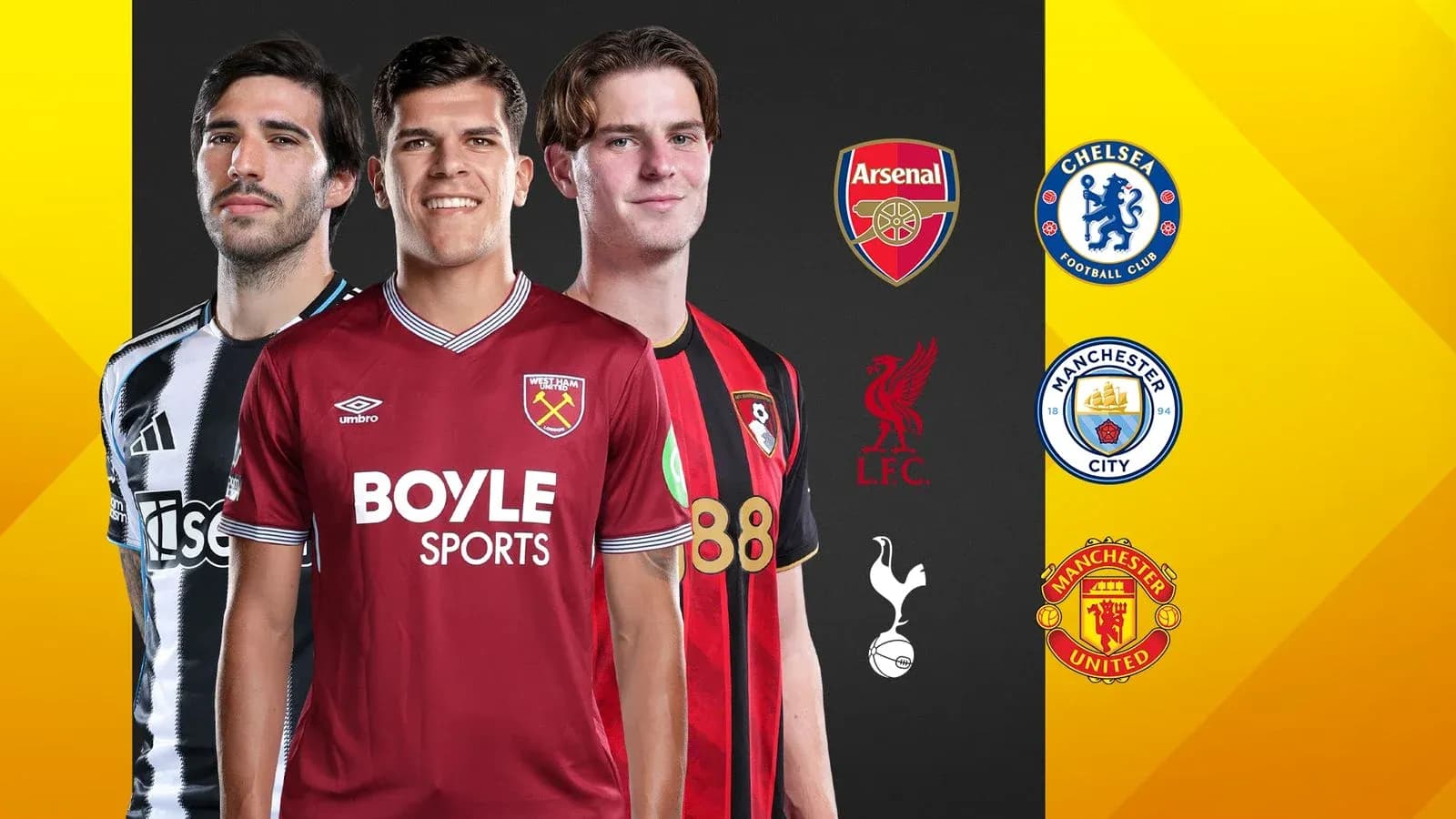 Jugadores de diferentes equipos de fútbol en camiseta