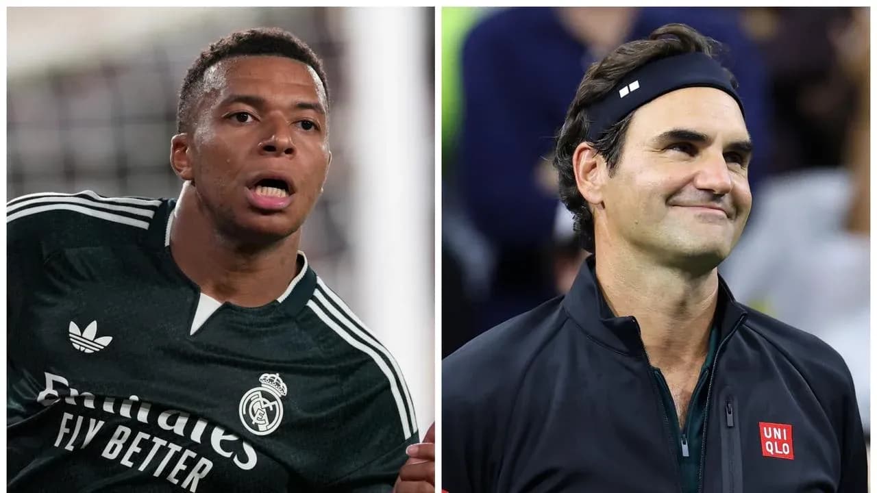 Kylian Mbappé y Roger Federer en retratos separados