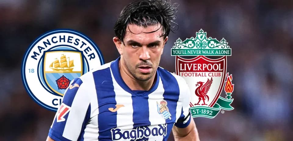 Jugador con camiseta de la Real Sociedad en acción