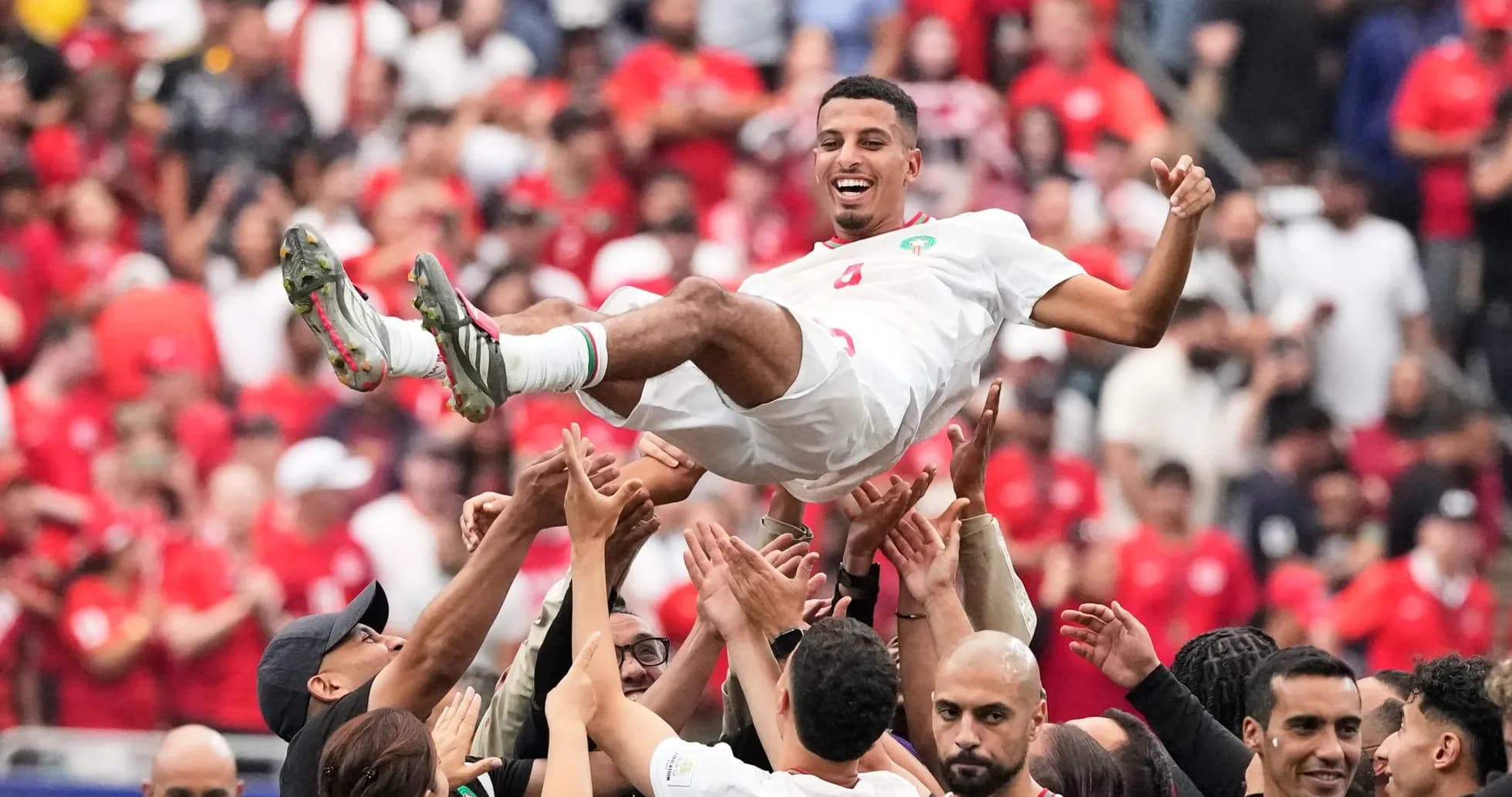Celebración de los jugadores de Marruecos