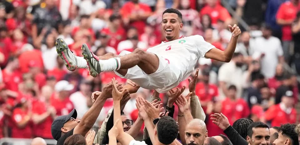 Celebración de los jugadores de Marruecos