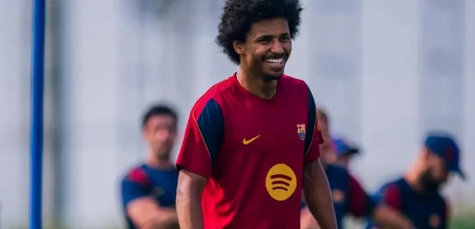 Jugador de Barcelona entrenando en la sesión