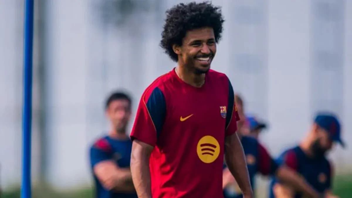 Jugador de Barcelona entrenando en la sesión