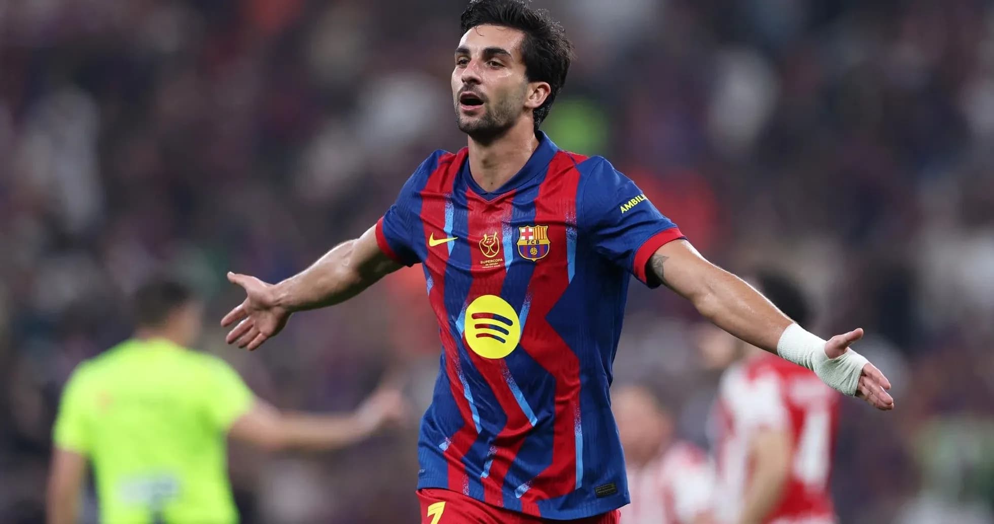 Jugador del FC Barcelona celebrando un gol en el partido