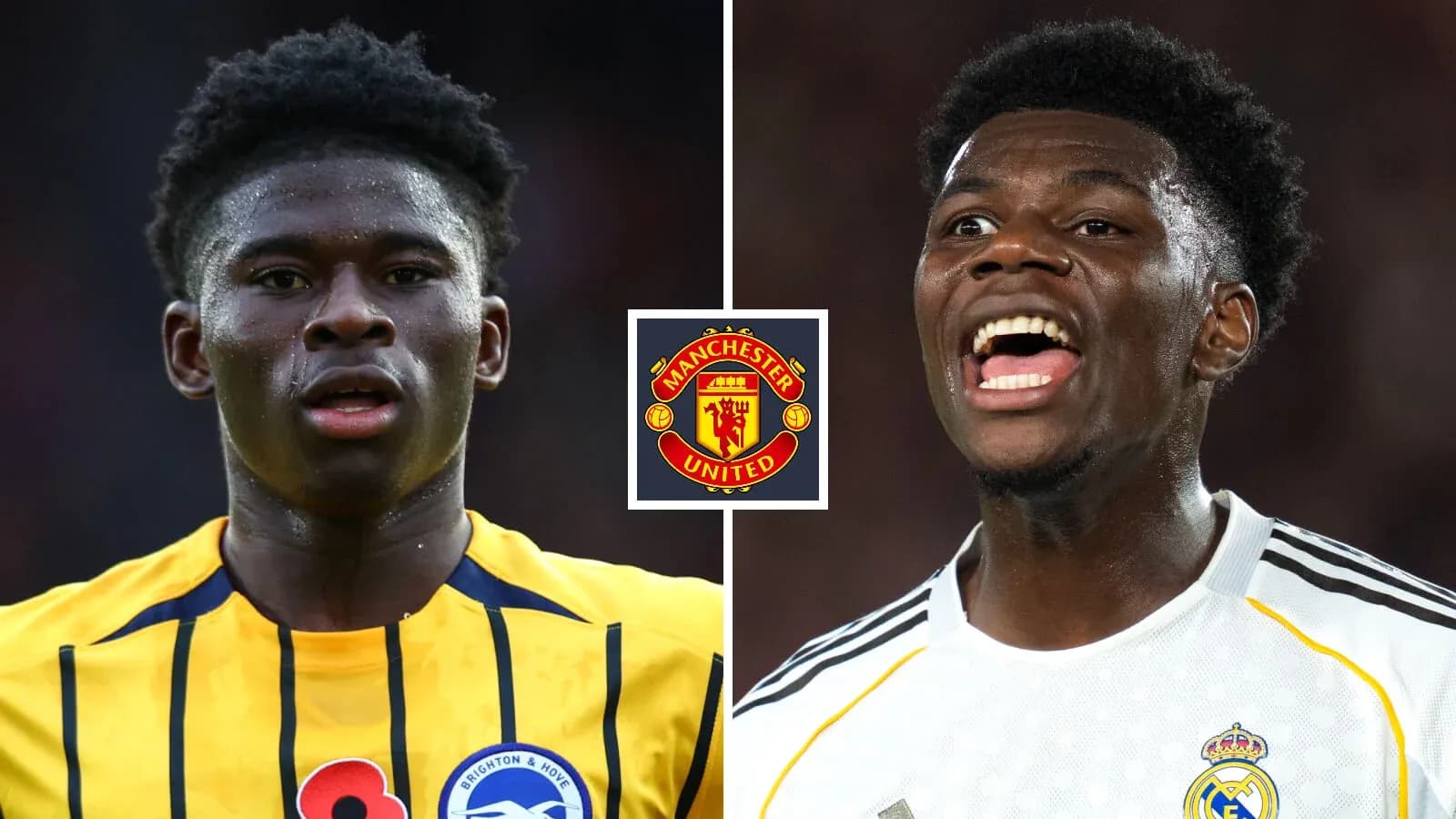Jugadores de fútbol en acción con logo de Manchester United