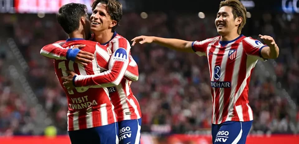 Jugadores de Atlético de Madrid celebrando un gol