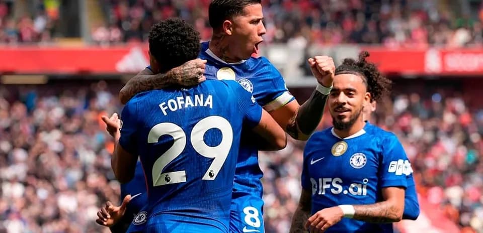 Celebración de jugadores del Chelsea en el partido