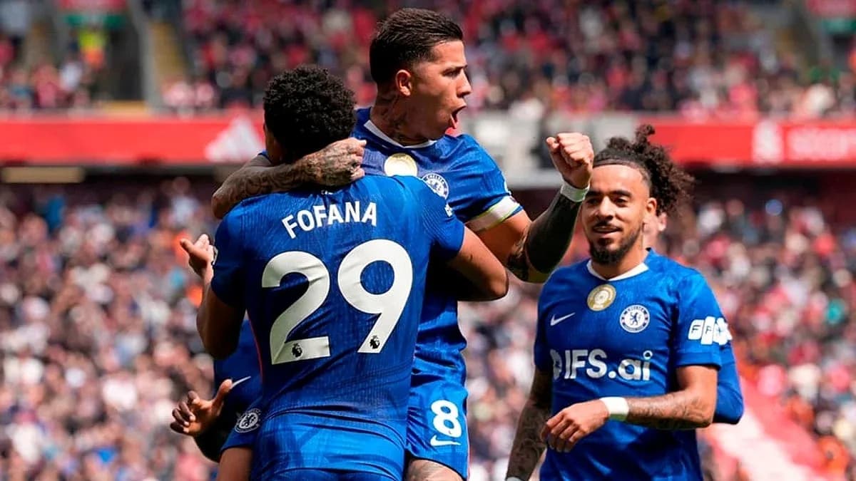 Celebración de jugadores del Chelsea en el partido