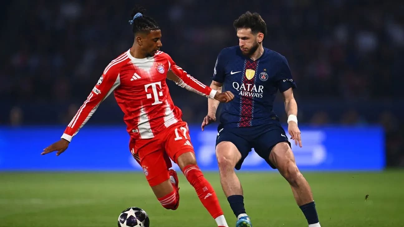 Jugador de Bayern y PSG en acción durante el partido