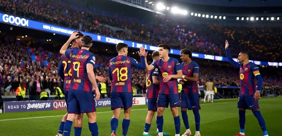 Jugadores del Barcelona celebrando un gol en el estadio