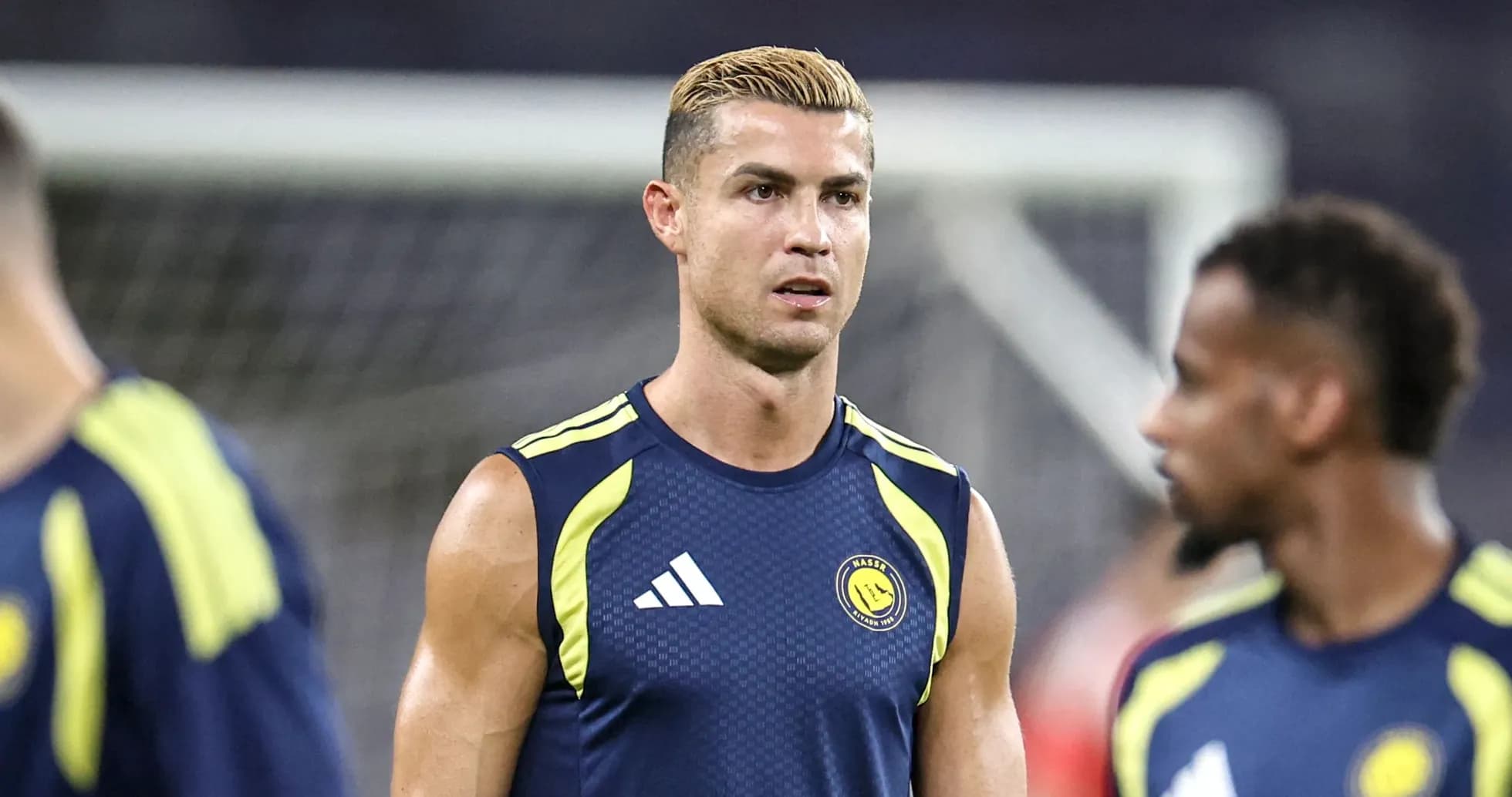 Cristiano Ronaldo durante calentamiento antes del partido