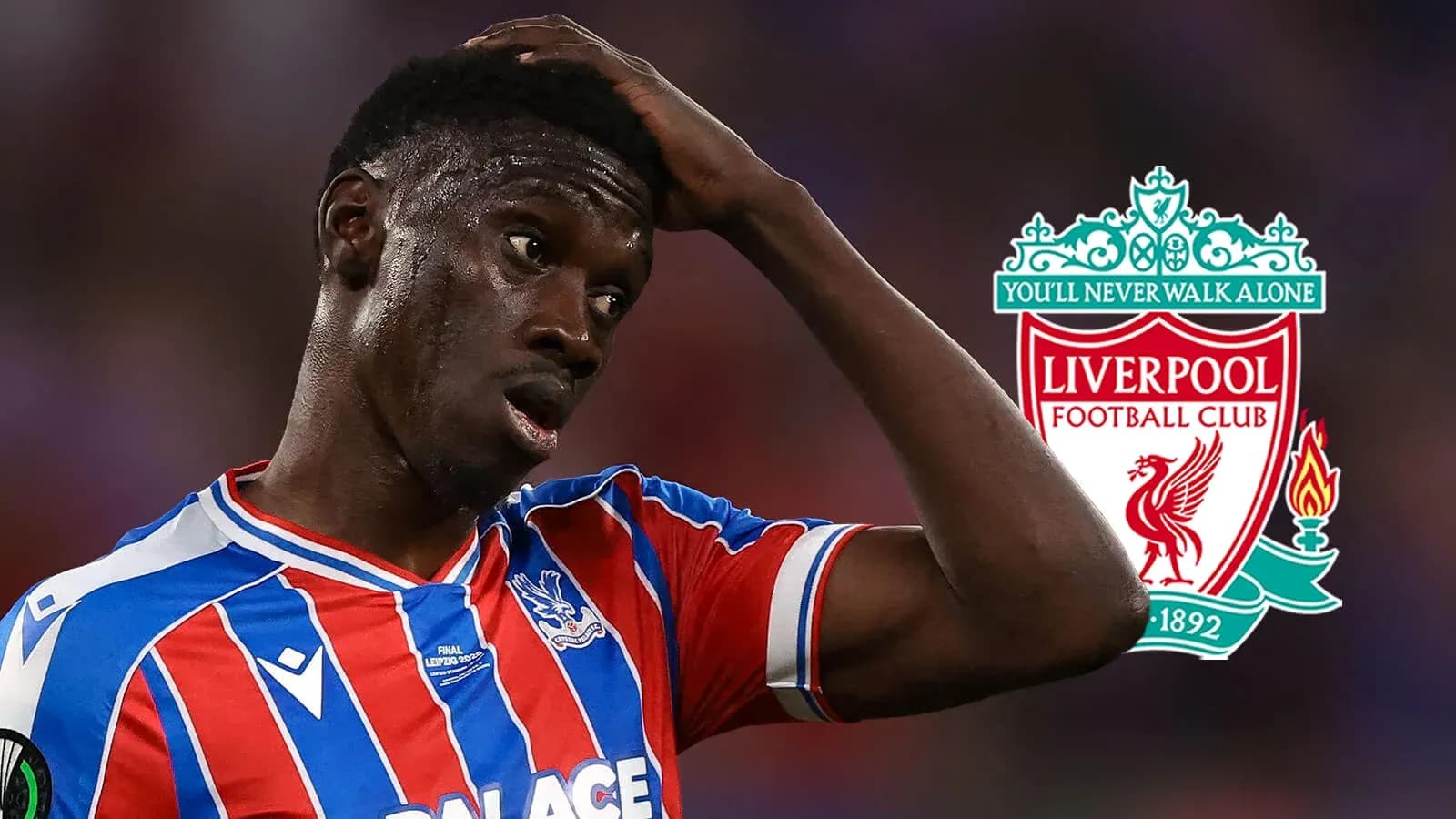 Jugador de Crystal Palace preocupado en el partido Jugador de Crystal Palace preocupado en el partido