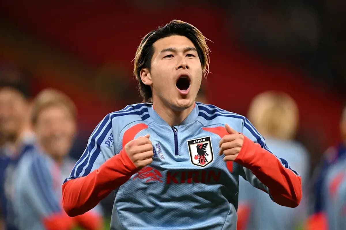 Jugador de Japón celebrando durante el calentamiento Jugador de Japón celebrando durante el calentamiento