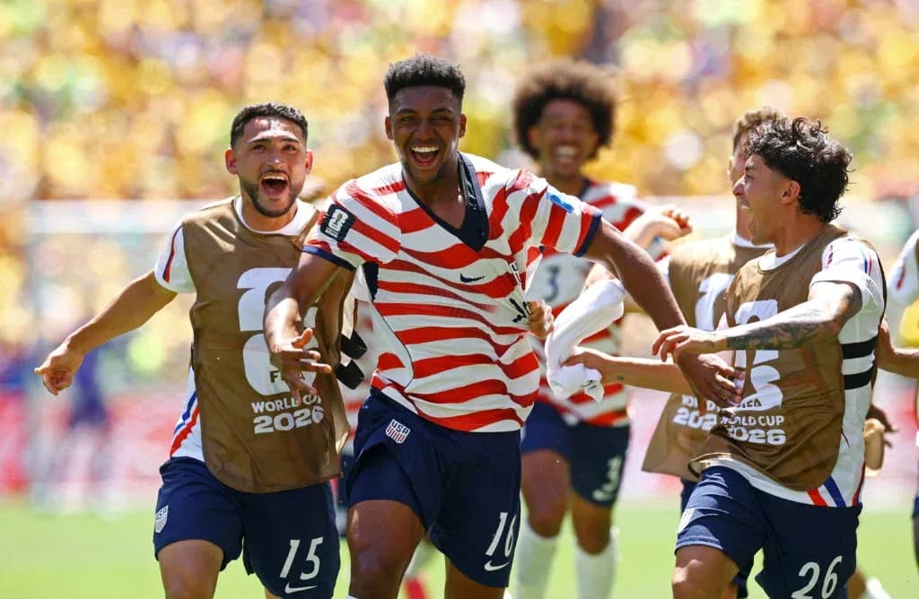 Jugadores de Estados Unidos celebrando un gol Jugadores de Estados Unidos celebrando un gol