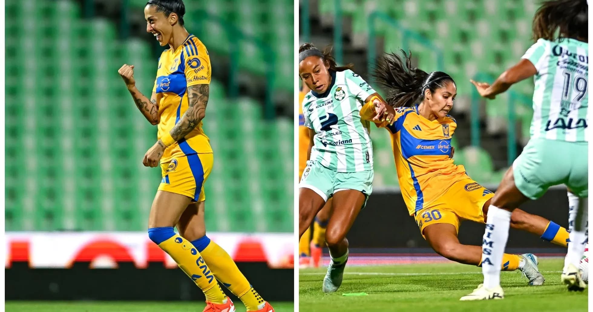 Jugadora de Tigres UANL celebra un gol Jugadora de Tigres UANL celebra un gol