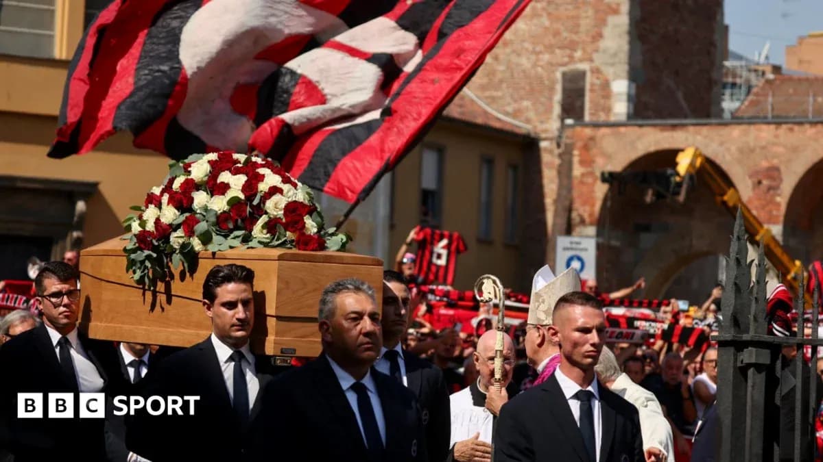 Funeral procession with coffin and mourners present Funeral procession with coffin and mourners present