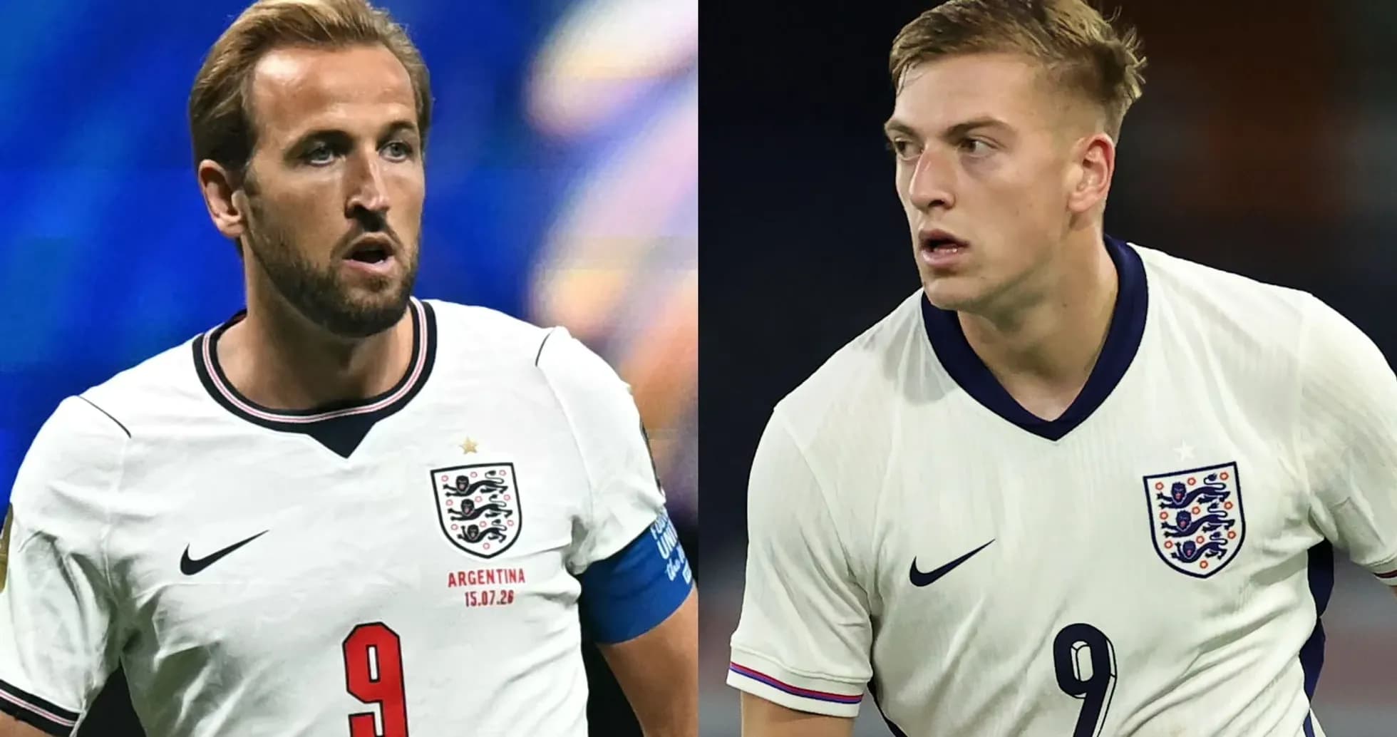 Dos jugadores de Inglaterra en uniformes de fútbol Dos jugadores de Inglaterra en uniformes de fútbol