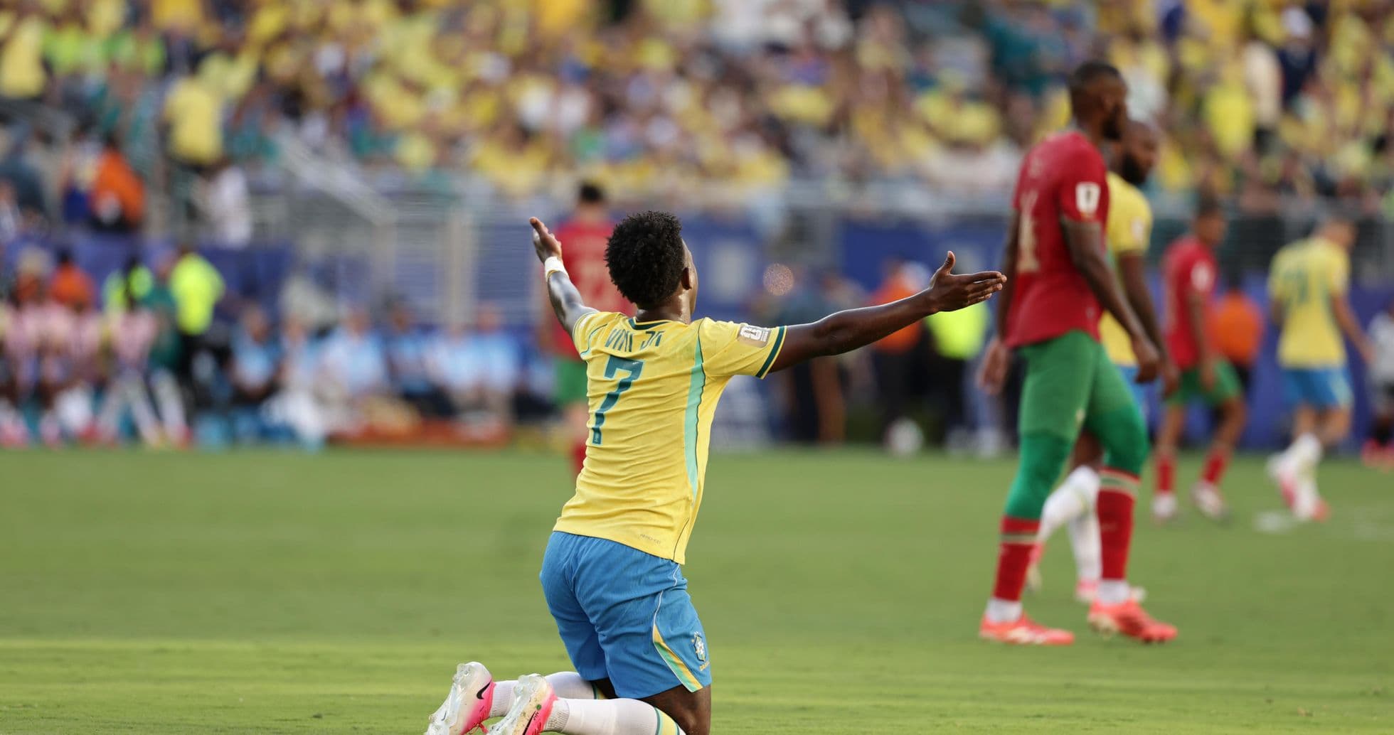 Jugador brasileño celebrando durante el partido Jugador brasileño celebrando durante el partido