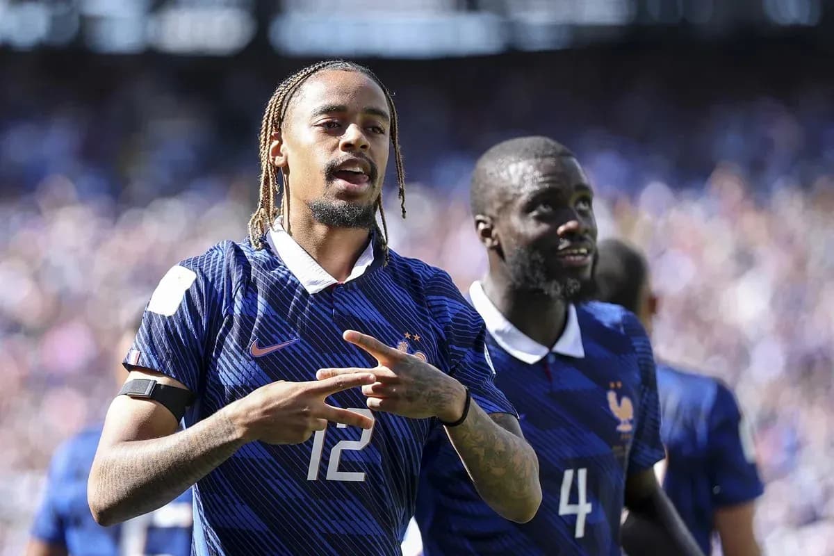Jugadores de Francia celebrando durante el partido Jugadores de Francia celebrando durante el partido