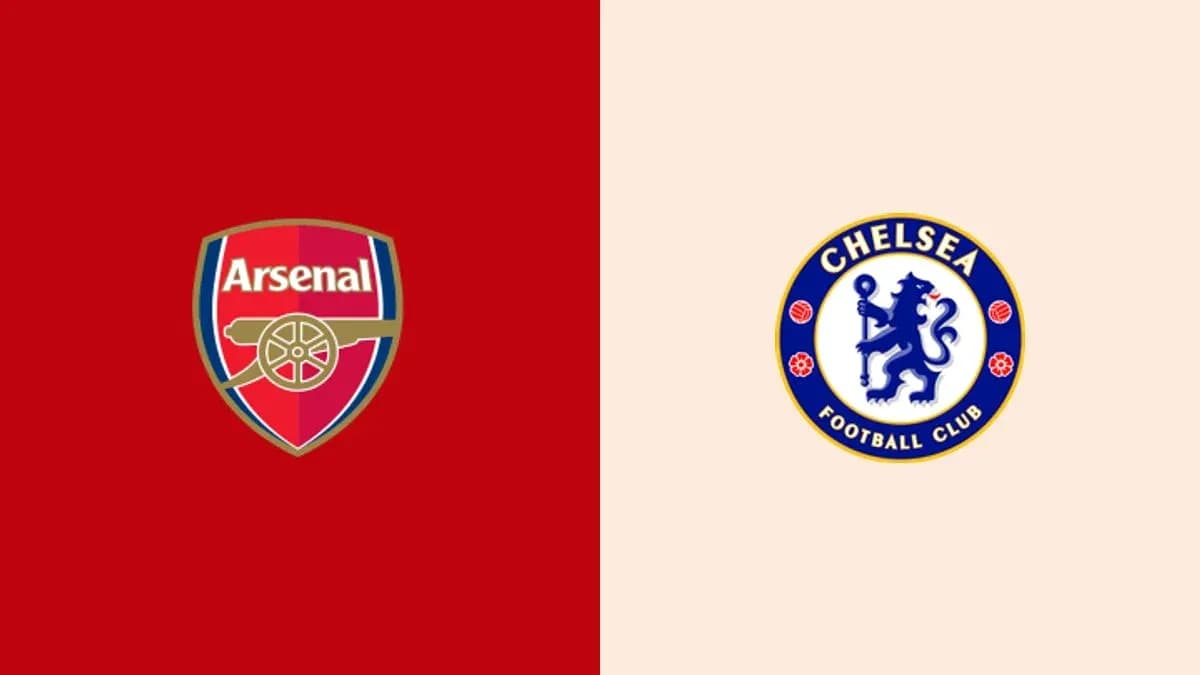 Logos de Arsenal y Chelsea en fondo colorido Logos de Arsenal y Chelsea en fondo colorido